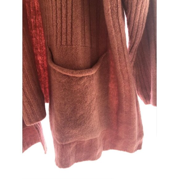 TOPSHOP Blush Pink Knit Ribbed Open Long Cardigan - Picture 4 of 7